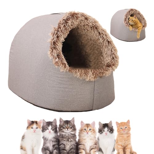 Katzenhöhle, 2026 Neu Kuschelhöhle Katze Winterhöhle Hundehöhle Plüsch Haustierhöhle für Katzen Kleine Hunde (Grau 01, Groß)