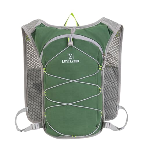JMFahrrad Hydration Running Vest Backpack for Climbing Hiking Running Cycling CLightweight Design with Multiple Pockets, Water-Resistant Nylon Material (Green, Standard)
