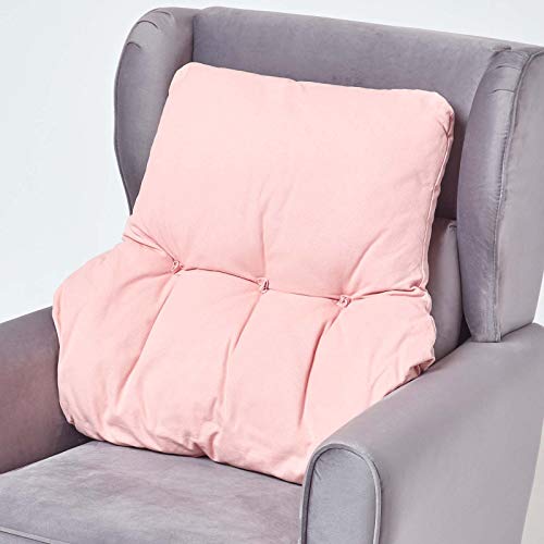 HOMESCAPES Coussin Ergonomique Lombaire, Coussin de positionnement Soutien du Dos en Coton, pour Chaise, Fauteuil et Voiture, Rose, 58 x 68 x 15 cm