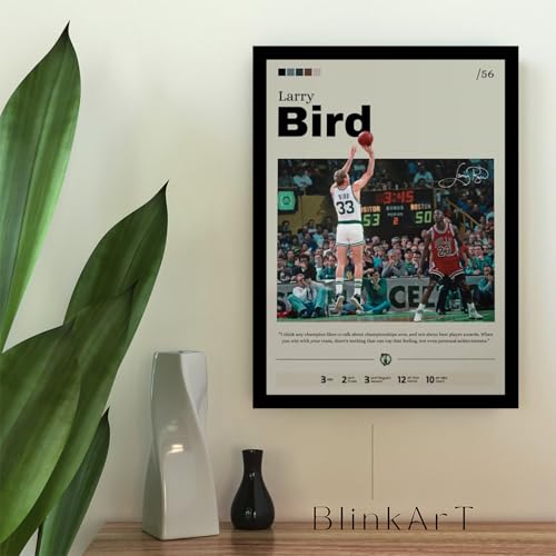 Image of BLINKART Larry Bird | Nba Basketball Player | Synthetic Wood Photo Framed Wall Hanging Poster For Room & Office Bedroom Living Boys And Girl Room Home Wall Hanging | 13x10 Inches