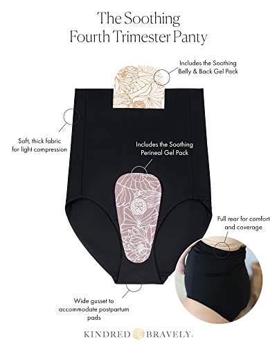 Image of Kindred Bravely Fourth Trimester Postpartum Panty | Postpartum Essentials Underwear with 2 Hot /Cold Gel Packs (Black, XX-Large)