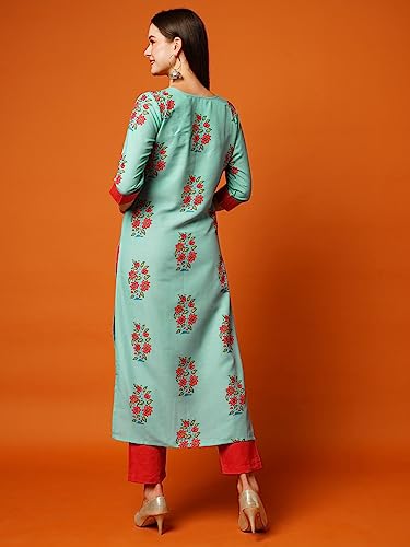 Image of ANNI DESIGNER Women's Cotton Blend Kurta With Pant