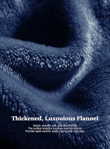 Mens Hooded Robe Ultra Soft Fluffy Flannel with Big Pockets Luxurious House Coat Fleece Plush Calf Length Bathrobe2