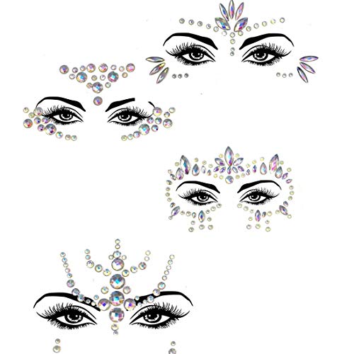 Mermaid Face Gems Halloween Jewels Women Face Stickers Temporary Rhinestone for Kids Gift