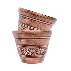 Corinthian Order Inspired Rustic Copper Look Plastic Planter 10X8 Flowerpot for Indoor, Outdoor, Garden, Patio, Deck, Office Ornaments, Home Decor (Copper-CO1) Corinthian Order Inspired Rustic Copper Look Plastic Planter 10X8 Flowerpot for Indoor Outdoor Garden Patio Deck Office Ornaments Home Decor Copper CO1