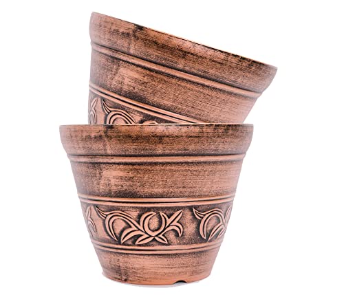 Corinthian-Order-Inspired-Rustic-Copper-Look-Plastic-Planter-10X8-Flowerpot-for-Indoor-Outdoor-Garden-Patio-Deck-Office-Ornaments-Home-Decor-Copper-CO1 Corinthian Order Inspired Rustic Copper Look Plastic Planter 10X8 Flowerpot for Indoor Outdoor Garden Patio Deck Office Ornaments Home Decor Copper CO1