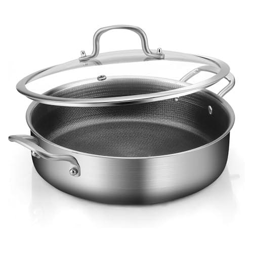 Tri-Ply Stainless Steel 7 Qt Saute & Fry Pan, 12" Nonstick