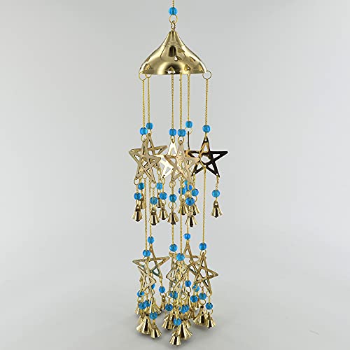 Image of Pentagram Brass Windchime Witch Home Decor Garden Windchime Ornament Suncatcher Magic Wiccan Celtic Alternative Outdoor H46cm