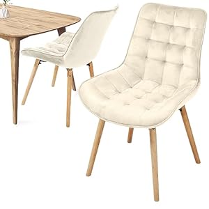 MIADOMODO® Eetkamerstoelen – Set van 2/4/6/8, Scandinavische stijl, Zitting en rug van fluweel met houten poten – Keuken, Woon-/eetkamer, Slaapkamer, Accentmeubilair