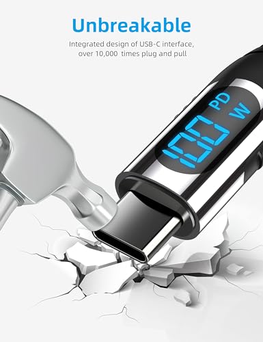 Image of Short USB C to USB C Charger Cable, 100W PD Fast Charging Cable with LED Display, Compatible with iPhone 15 Pro Max, Galaxy S24 S23 Ultra, Pixel 7, Huawei Mate 60 Pro, MacBook Pro(30CM)