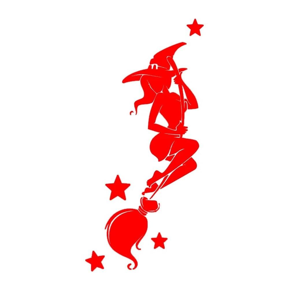 Car Stickers Vinyl Decal Witch Driving Motorcycle Decorative Accessories(Red)