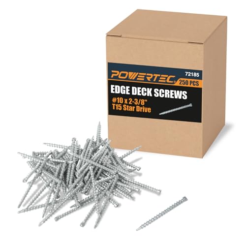 Image of POWERTEC #10 x 2-3 /8 inch Anti-Split Edge Deck Screws (250 Pack) - Ruspert Coated Hidden Deck Fasteners, T15 Star Drive for Hardwood & Composite Decking, Compatible with Edge Deck Jigs (72185)