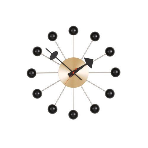 【正規取扱店】 vitra（ヴィトラ） Ball Clock（ボールクロック） Wall Clock ウォールクロック 掛け時計 デザイン：George Nelson（ジョージ・ネルソン） カラー：全5色 スイス デザイナー ビトラ パントン イームズ イサム ノグチ (ブラック×ブラス)