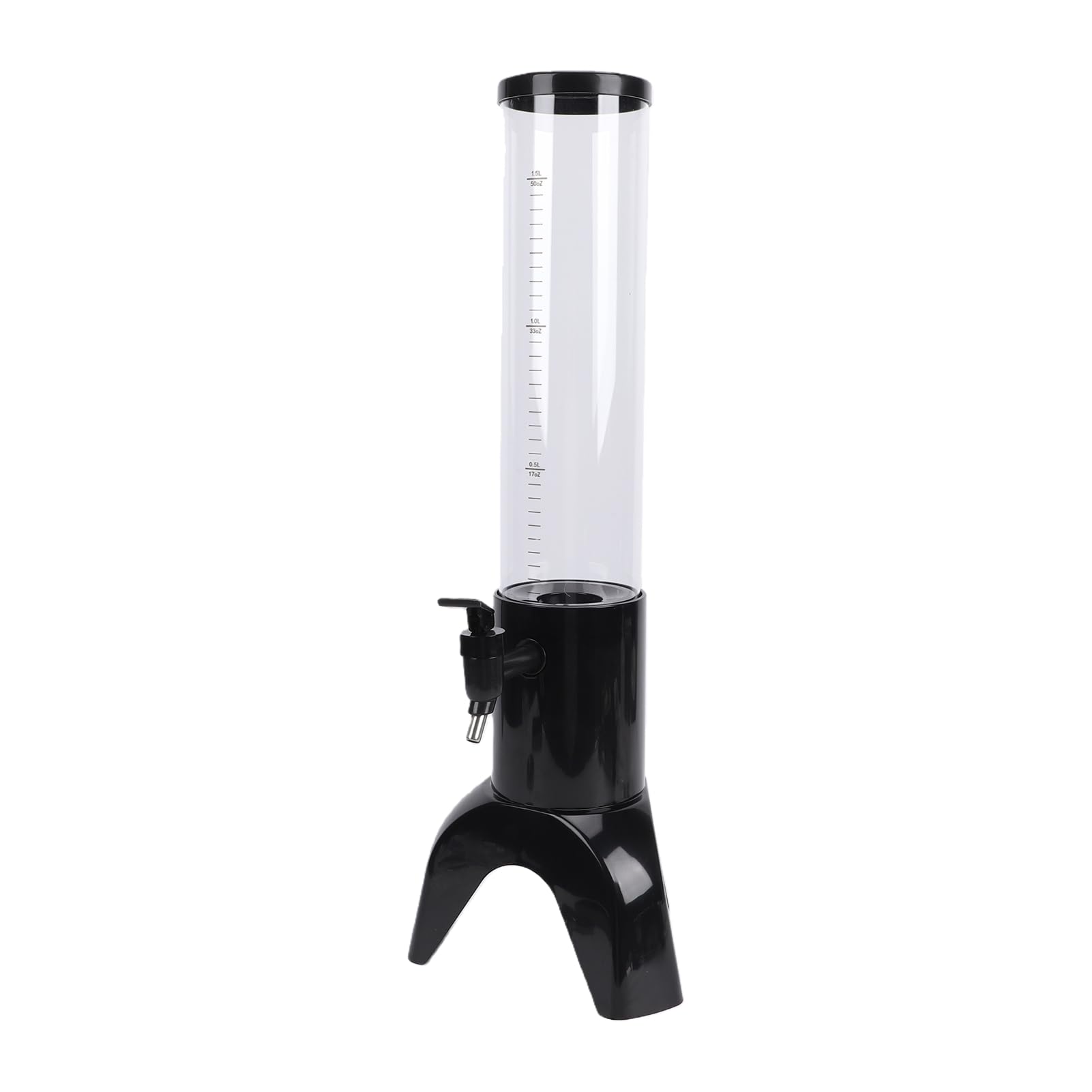 Ejoyous Tour de Boissons Distributeur de Tour de Mimosa en Plastique 1,5 L avec Tube à Glace Serveur de Boissons de Table pour Fêtes Pubs Restaurants Noir pour Service de Jus de Cocktail