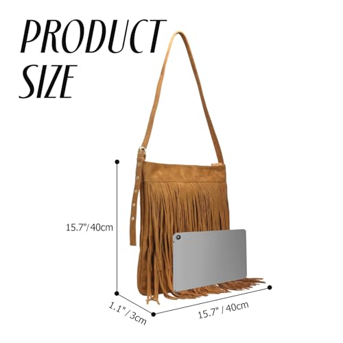Women Fringe Hobo Bag Vegan Suede Tassel Hippie Crossbody Bag Western Fringe Purse Shoulder Bag2