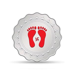 Kundan 999.9 Silver Lakshmi Feet Color Coin 1 41poDTV 19L. SL500 . SS300