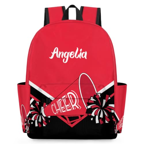 Cheer Red Black Customized Kids Backpack for Girls Colorful Cheerleaders Personalized Preschool Toddler Backpack Kindergarten Nursery Bookbag Travel Children School Bag