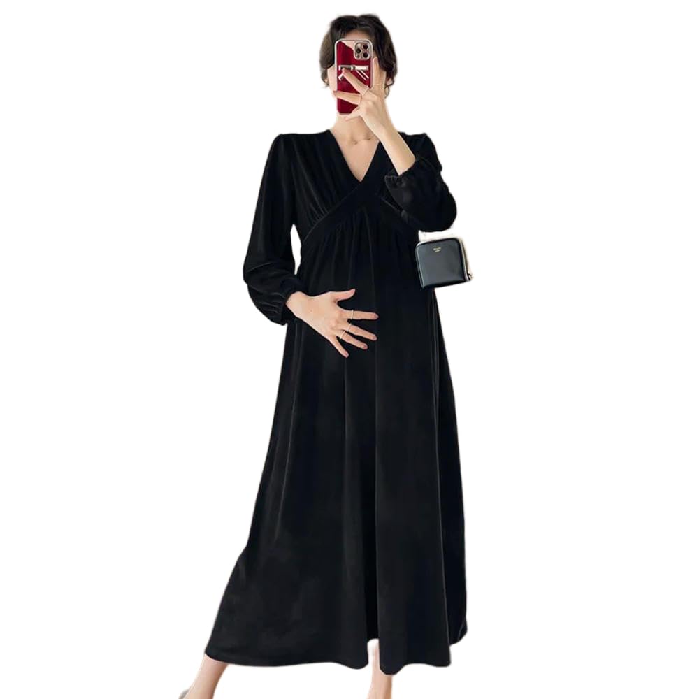 GLDFW Einfarbiger Wildleder-Umstandsrock, elastisch, schlankmachend, Temperament, langer Rock, vielseitiges Kleid, schwangere Kleidung