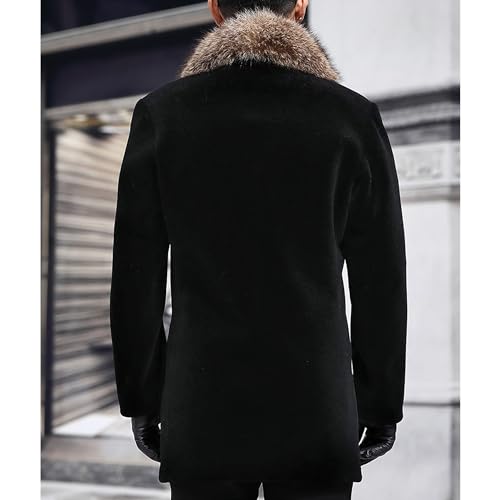 Maiyifu-GJ Men's Fur Lapel Wool Blend Coat Thicken Single Breasted Mid Trench Coat Warm Fashion Business Overcoat3