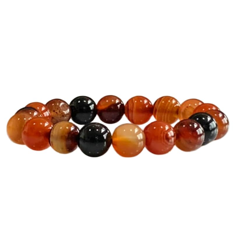 Bracelet en agate naturelle 10mm taillé à facettes lisses et fait main