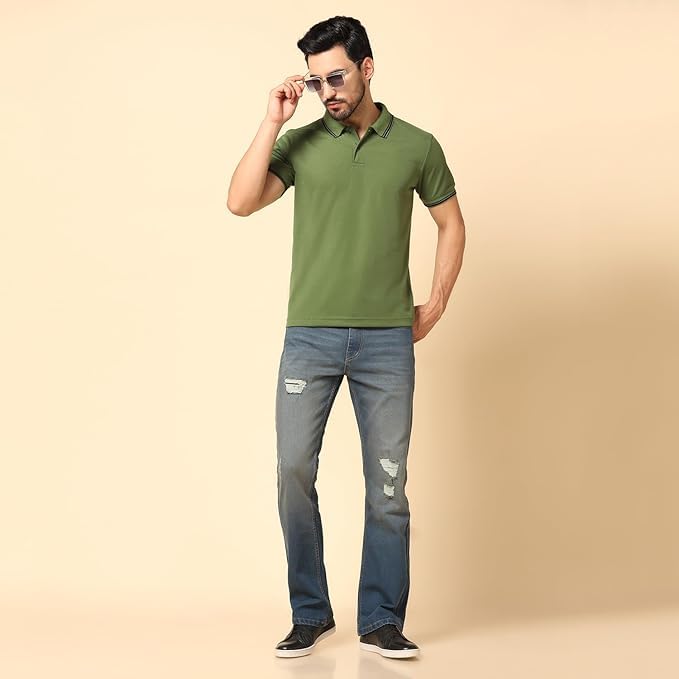 Image of INKKR Men's Solid Polo Neck Half Sleeve Stylish T-Shirt Combo