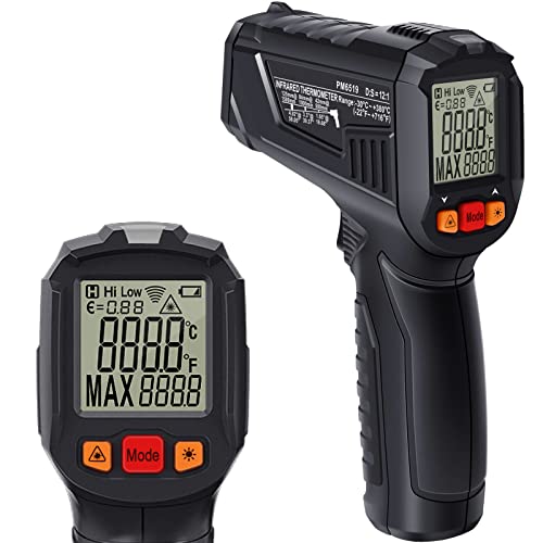 Petrichor Infrared Thermometer, -22℉~716℉(-30℃~380℃) Digital Thermometer, No Contact Laser Sensor Temperature Gun, Adjustable Emissivity Thermometer with Max Measure for Industrial Kitchen Cooking
