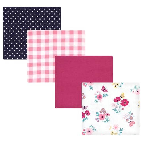 Image of Hudson Baby Unisex Baby Cotton Flannel Receiving Blankets, Butterfly Floral, One Size