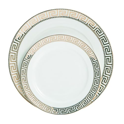 Kromeerubo High-End Bone China Dinner Plate Set 8 Piece for 4, Round Plates in Different Sizes, Ideal for Intimate Meals and Daily Dining Kromeerubo High-End Bone China Dinner Plate Set 8 Piece for 4, Round Plates in Different Sizes, Ideal for Intimate Meals and Daily Dining