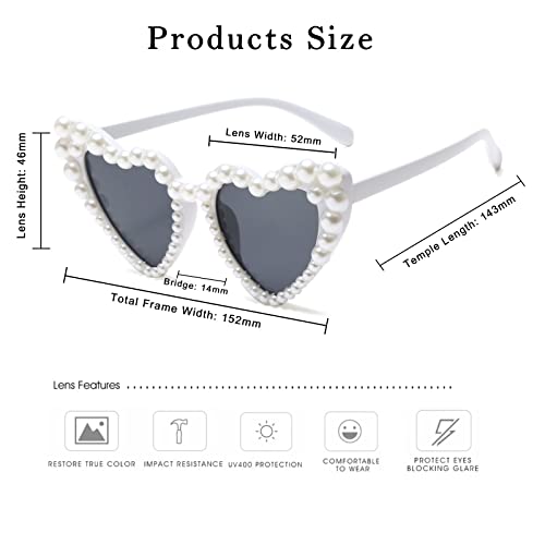 Long Keeper Love Pearl Sunglasses for Women Luxury Vintage Heart Sun Glasses Party Festival Cat Eye Bling Sunglasses UV4003