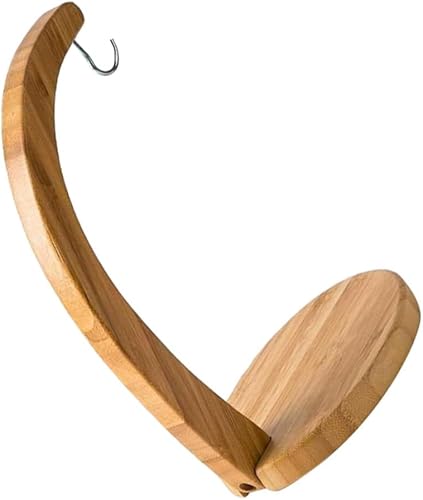 DOITOOL 1 estante de bambú para plátano, estantes de almacenamiento de madera, colgador de abrigo de madera, colgador de abrigo de alambre, soporte