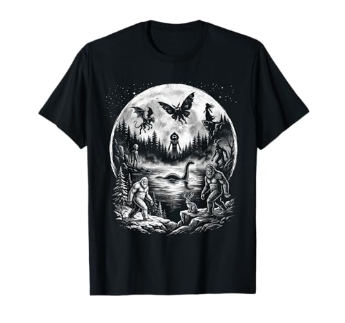 Cryptid Legends Moonlight Paranormal Folklore Mystery Art T-Shirt
