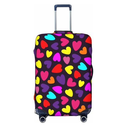 Colorful Hearts Travel Luggage Covers - Elasticity Suitcase Covers Protector for Luggage 18-32 Inch