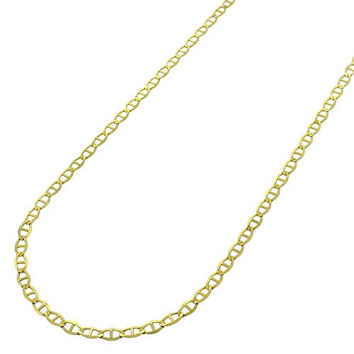 14K Gold Unisex 1.5mm Flat Mariner Link Chain Necklace- 14k Gold Necklaces 18