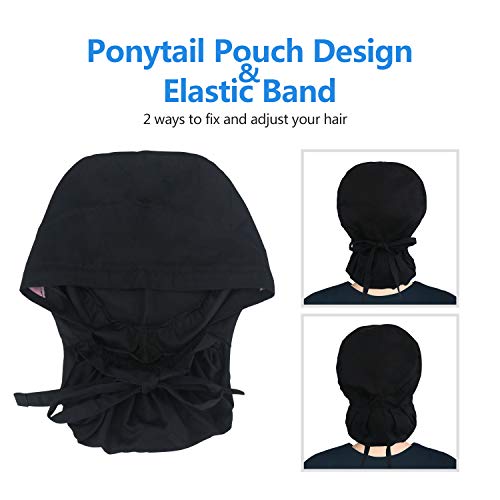 Qba Adjustable Working Cap With Button, Satin Lined Hat, Cotton Working Hat Sweatband, Elastic Bandage Tie Back Hats For Women & Men, One Size, (#Lining Iridescent Sunflowers Ptl) #TOP5