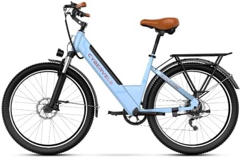Cybervelo 1000 Peak Electric Bike for Adults,up 80 Miles Removable Battery Ebike, 26" Electric E Bike with 7-Speed,Adult Electric Bicycles for Commute Beach Snow Womens All Terrain