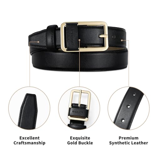 Women Belts Black with Gold Buckle, Elegant Belts for Women for Dresses & Jeans4