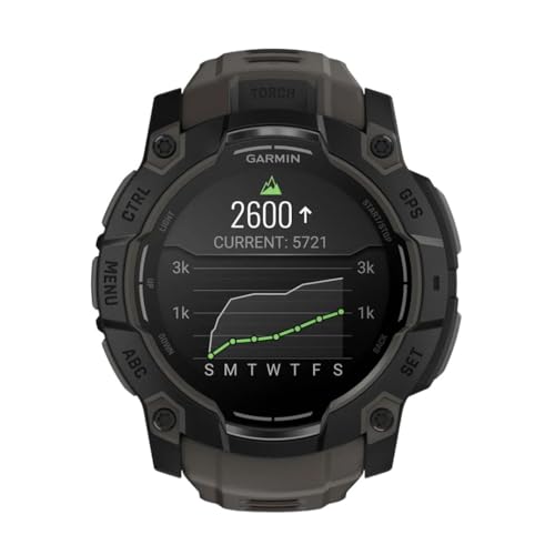 Image of Garmin Instinct 3 50mm, AMOLED Display, Rugged Outdoor GPS Smartwatch, Metal-Reinforced Bezel, Built-in Flashlight, Up to 18 Days of Battery Life, Charcoal (Renewed)