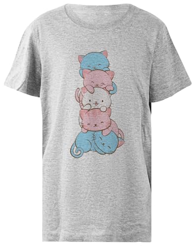 T-shirt enfant kawaii mignon gris à coupe régulière et design épuré unisexe