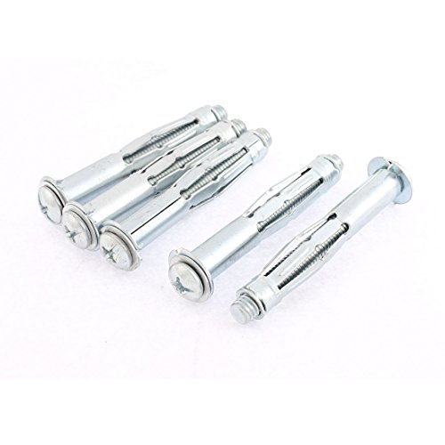 Aexit 5Pcs M8 Screws & Bolts x 70mm Thread 75mm Long Metal Split Sleeve Cross Head Expansion Anchor Bolts Expansion Bolts Screws Nuts