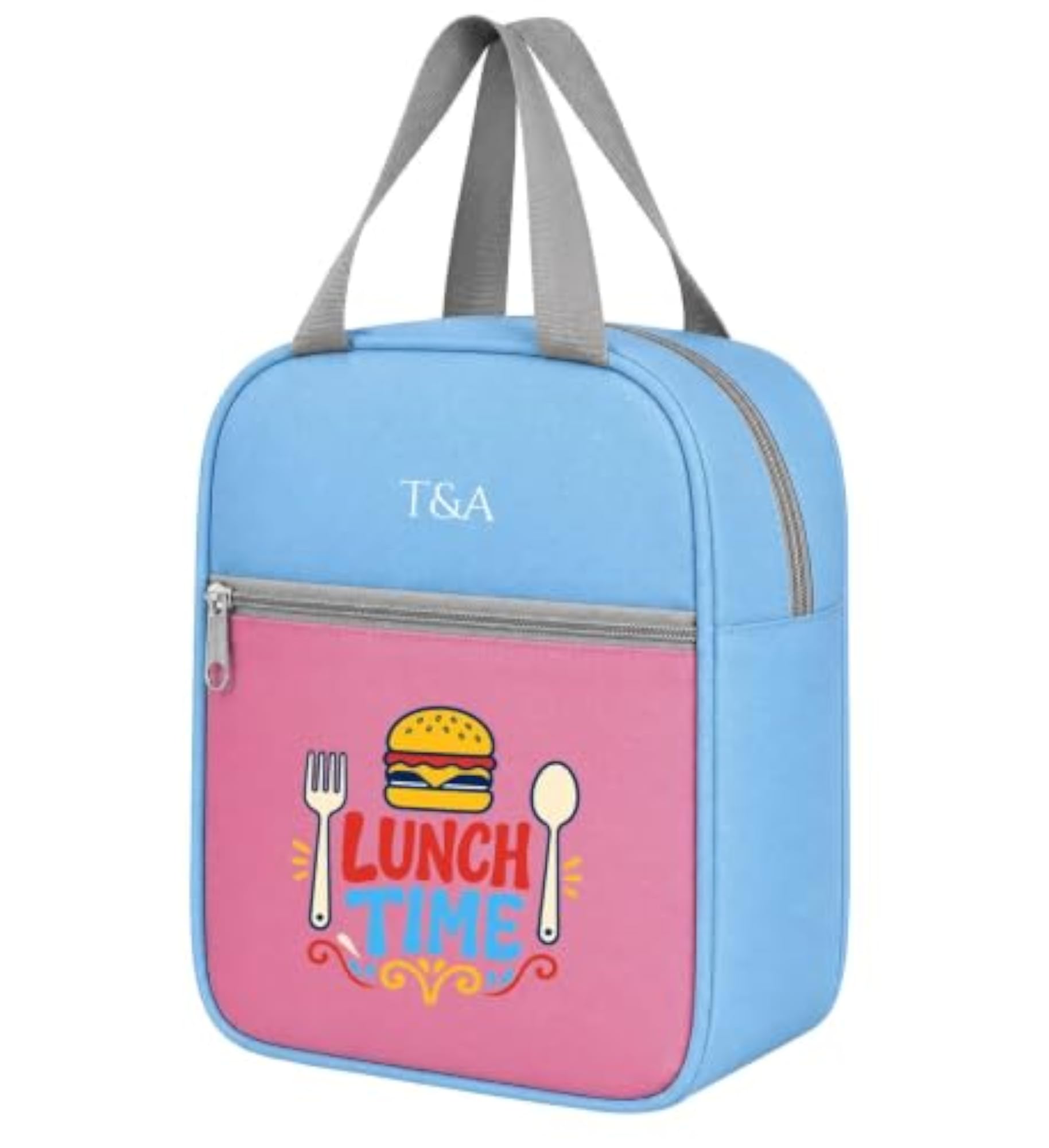 Stylish Reusable Lunch Bag with Zipper and Front Pocket