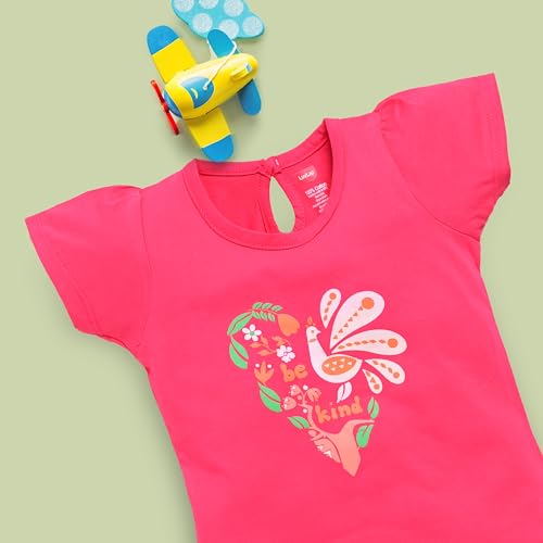 Image of LuvLap Baby Girls Regular Fit 100% Cotton Half Sleeves Girls Top CoSet Pack of 3