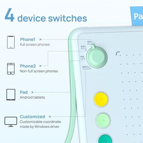 Image of Parblo Drawing Tablet Ninos Q for Android Phone,6.3x4.5 inch Mobile Digital Graphic Tablet with 4 Device switches,5 Shortcut Keys,Battery-Free Stylus,for Android Device,Window,Mac