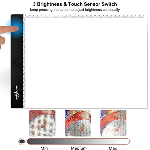 LED Light Pad for Diamond Painting - A4 Tracing Light Box Tracer Board, USB Power, Dimmable Brightness for Weeding Vinyl, Art Drawing, Sketching, Animation