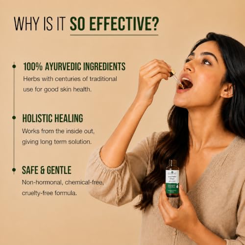 Image of The Element Acne Relief Drops - Drinkable Ayurvedic Skin Supplement | Neem, Turmeric & Shatavari with 19+ Herbs | No Artificial Sugar | For Breakouts & Clearer Skin | 30 ml (Pack of 1)