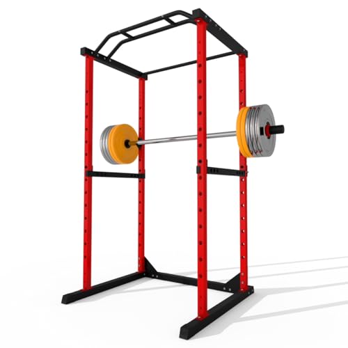 DEFNES Power Cage Squat Rack, 1200 lbs Capacity, Squat Machine with Dip Bars, 45