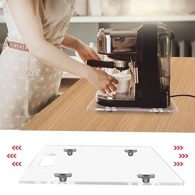 Appliance Sliders for Kitchen Appliances, Sliding Tray for Coffee Maker, Coffee Pot Slider Tray with Rubber Rolling Wheels for Heavy Kitchen Appliances like Blender (colorless, 13D x 14W)