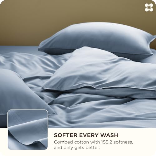 Image of Bedsure Cooling Duvet Cover King Size, Cotton & Viscose Derived from Bamboo Duvet Cover Set, PureWoven Ultra-Soft, Breathable & Lightweight Home Bedding for All Seasons (Light Blue,104 inchx90 inch)