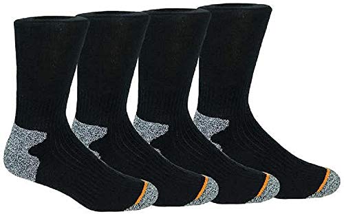 Weatherproof Vintage Outdoor Wool Blend Crew Socks, 4 Pair, Men's Shoe Size 6-12 (Black)