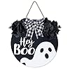 Black Halloween Wreaths for Front Door Zingoetrie Ghost Door Sign Hey Boo Fall Porch Indoor Outdoor Home Party Wall Decor Housewarming Birthday Gift