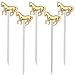 ROOS Creative Cocktail Decoration Fruit Stick Cocktail or Martini Pick Pack of 5 (Gold Horse)